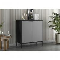 Balcão Alto Multiúso Itatiaia Smart - 2 Portas - Preto C/ Cinza Matte