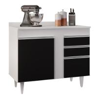 Balcão Gabinete 100cm Com Tampo 2 Portas Luziania Preto-branco - Lumil - 1