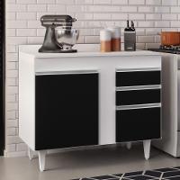 Balcão Gabinete 100cm Com Tampo 2 Portas Luziania Preto-branco - Lumil - 2