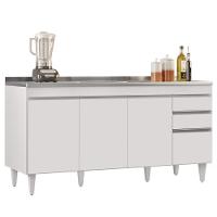 Balcão Gabinete Com Pia Inox 160cm Arkansas Branco - Lumil - 1
