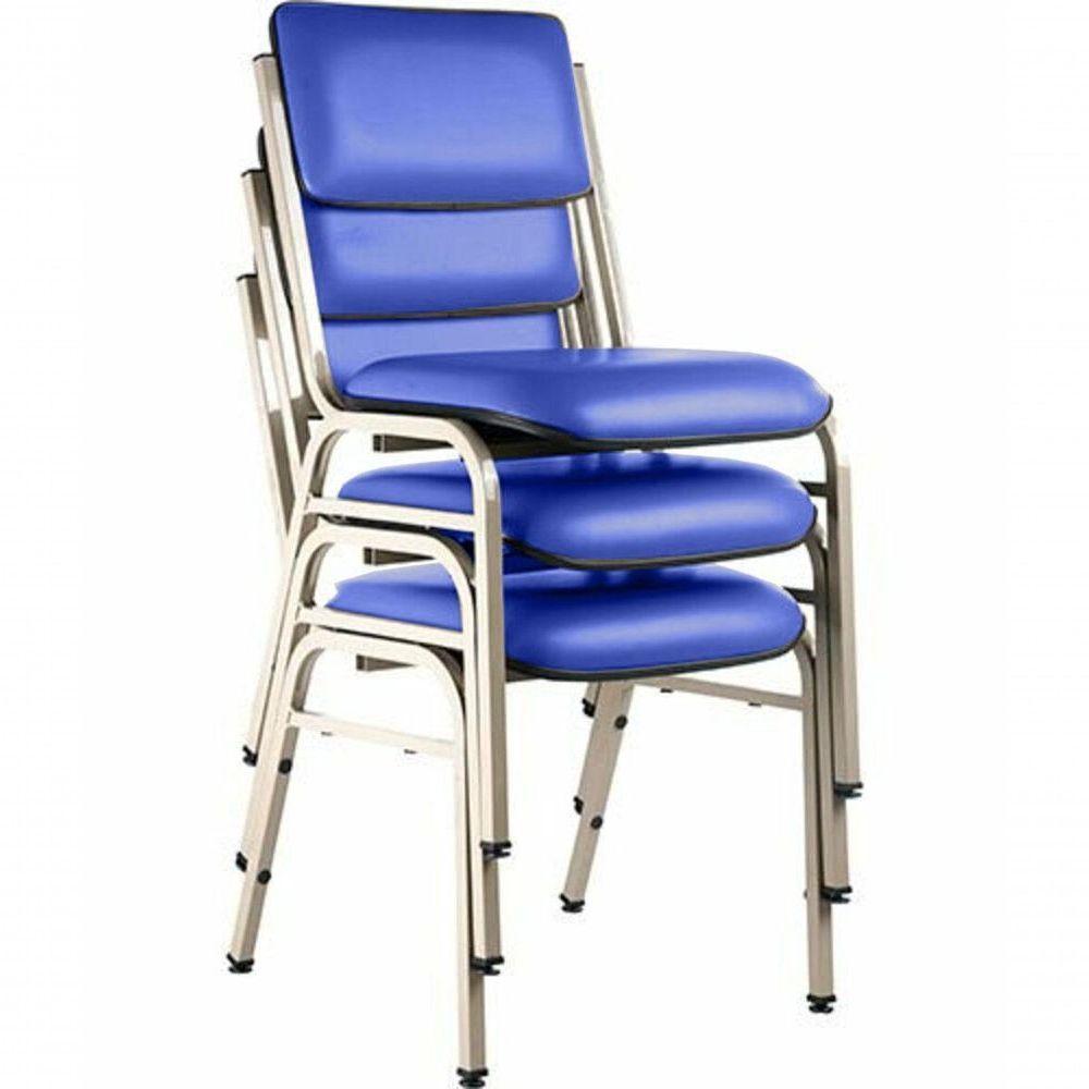 Kit Com 3 Cadeiras Para Auditórios Linha Hotel Smart Azul. - 1