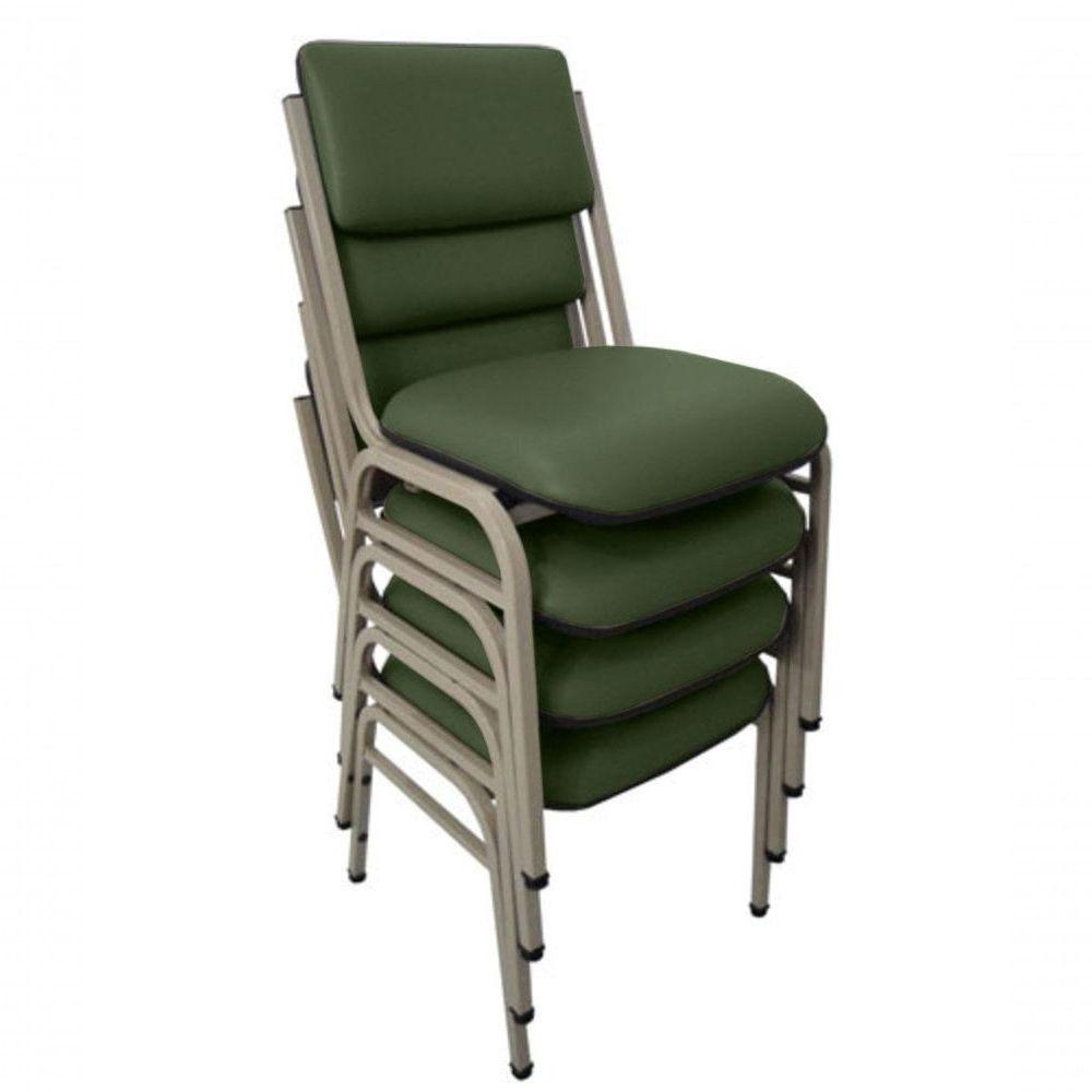 Kit Com 4 Cadeiras Para Auditórios Linha Hotel Smart Verde - 1