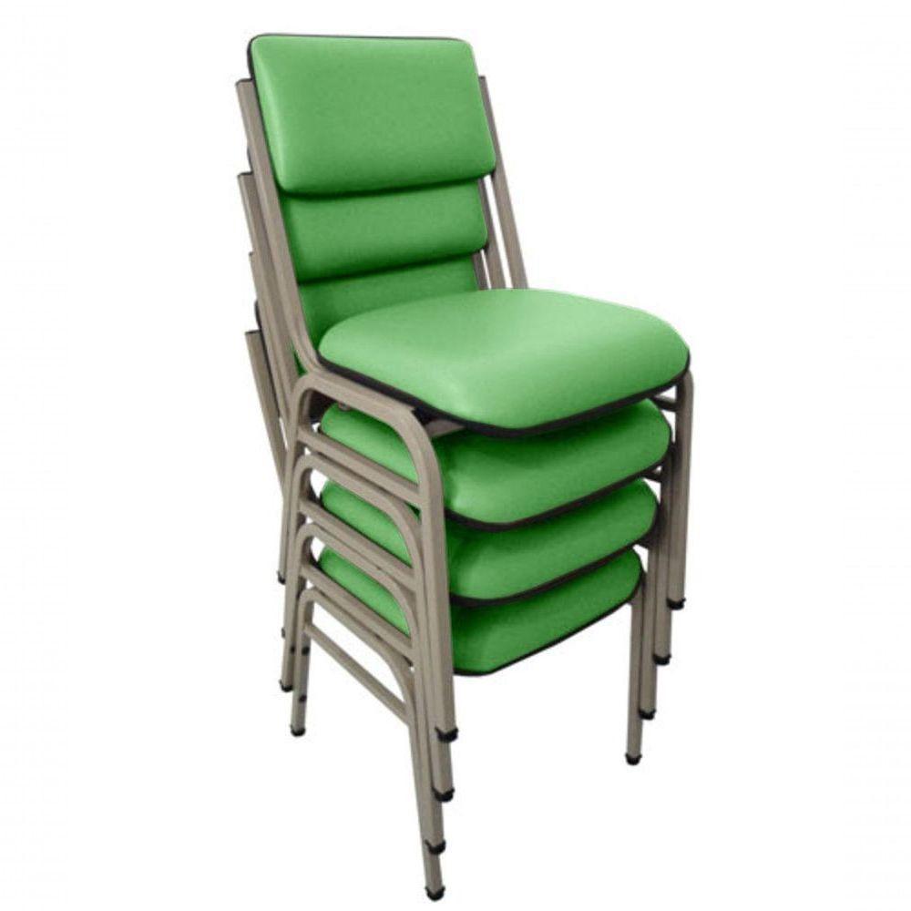 Kit Com 4 Cadeiras Para Auditórios Linha Hotel Smart Verde - 1