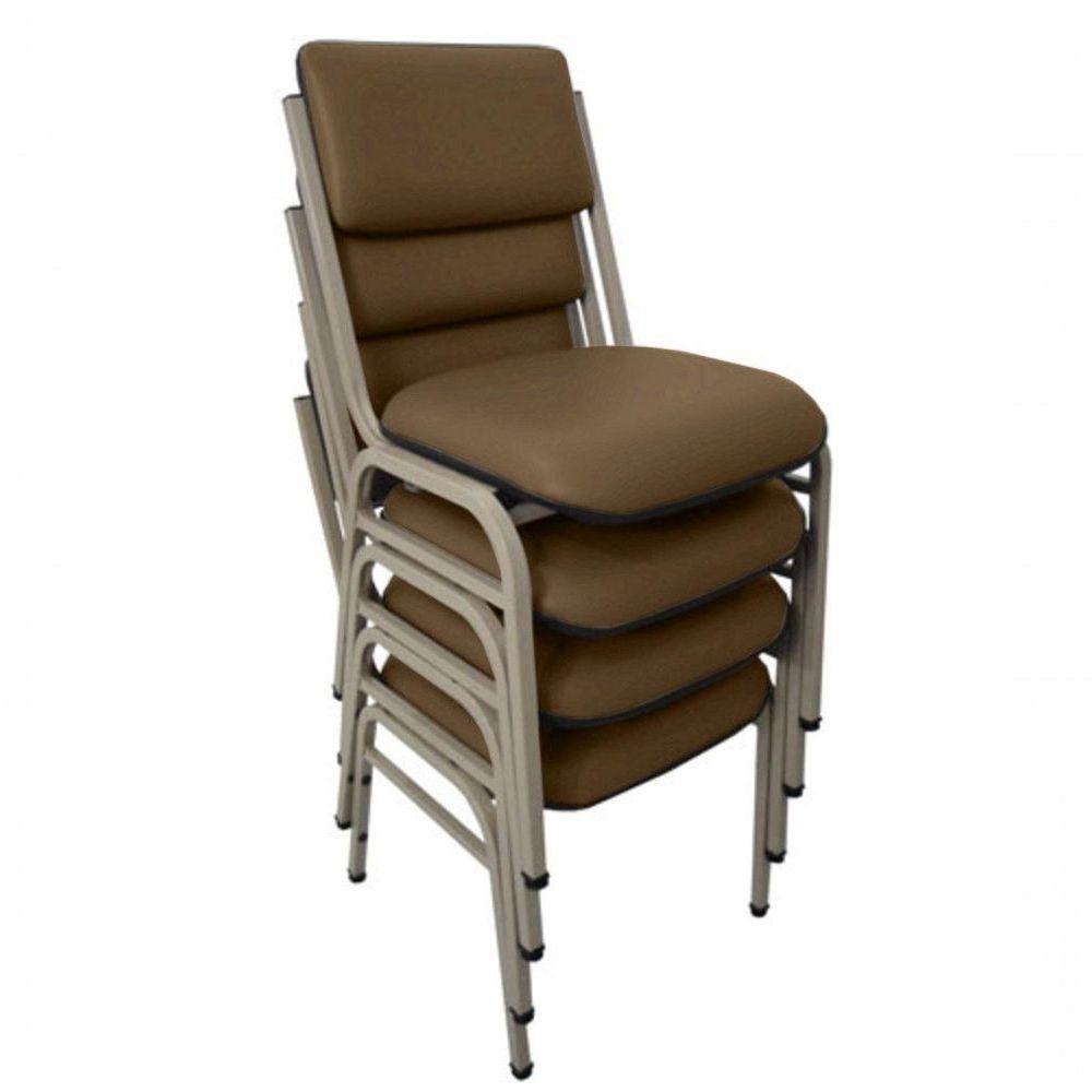 Kit Com 4 Cadeiras Para Auditórios Linha Hotel Smart Marrom - 1
