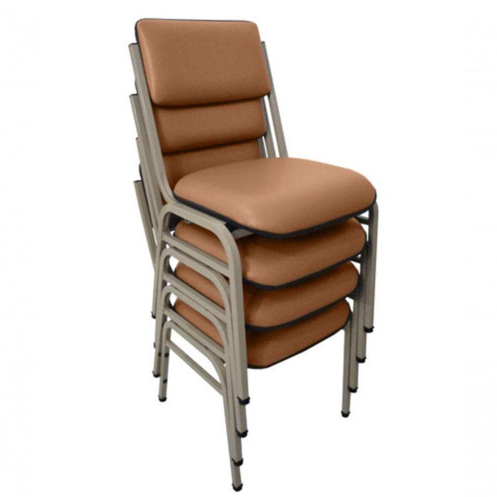 Kit Com 4 Cadeiras Para Auditórios Linha Hotel Smart Marrom - 1