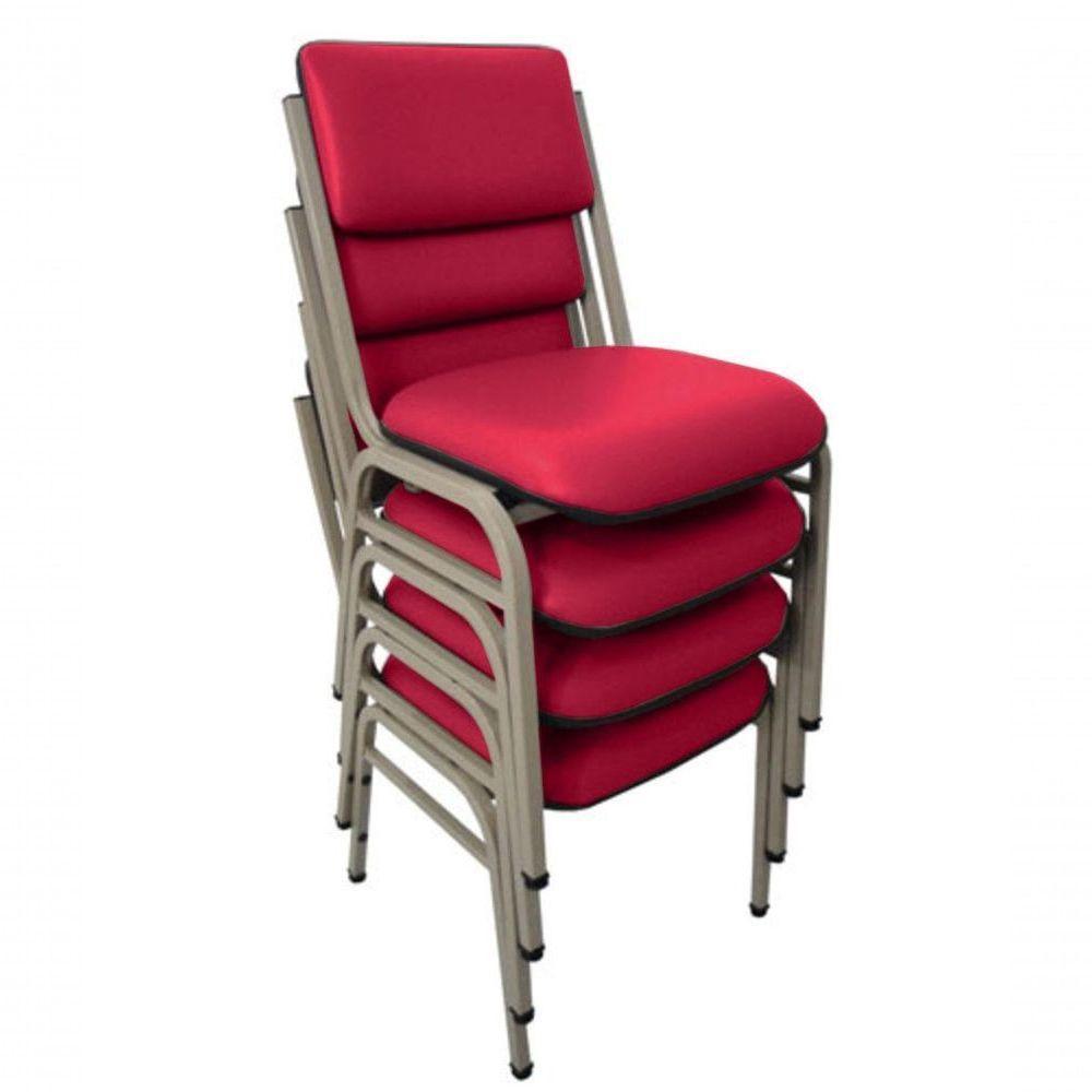 Kit Com 4 Cadeiras Para Auditórios Linha Hotel Smart Rosa - 1