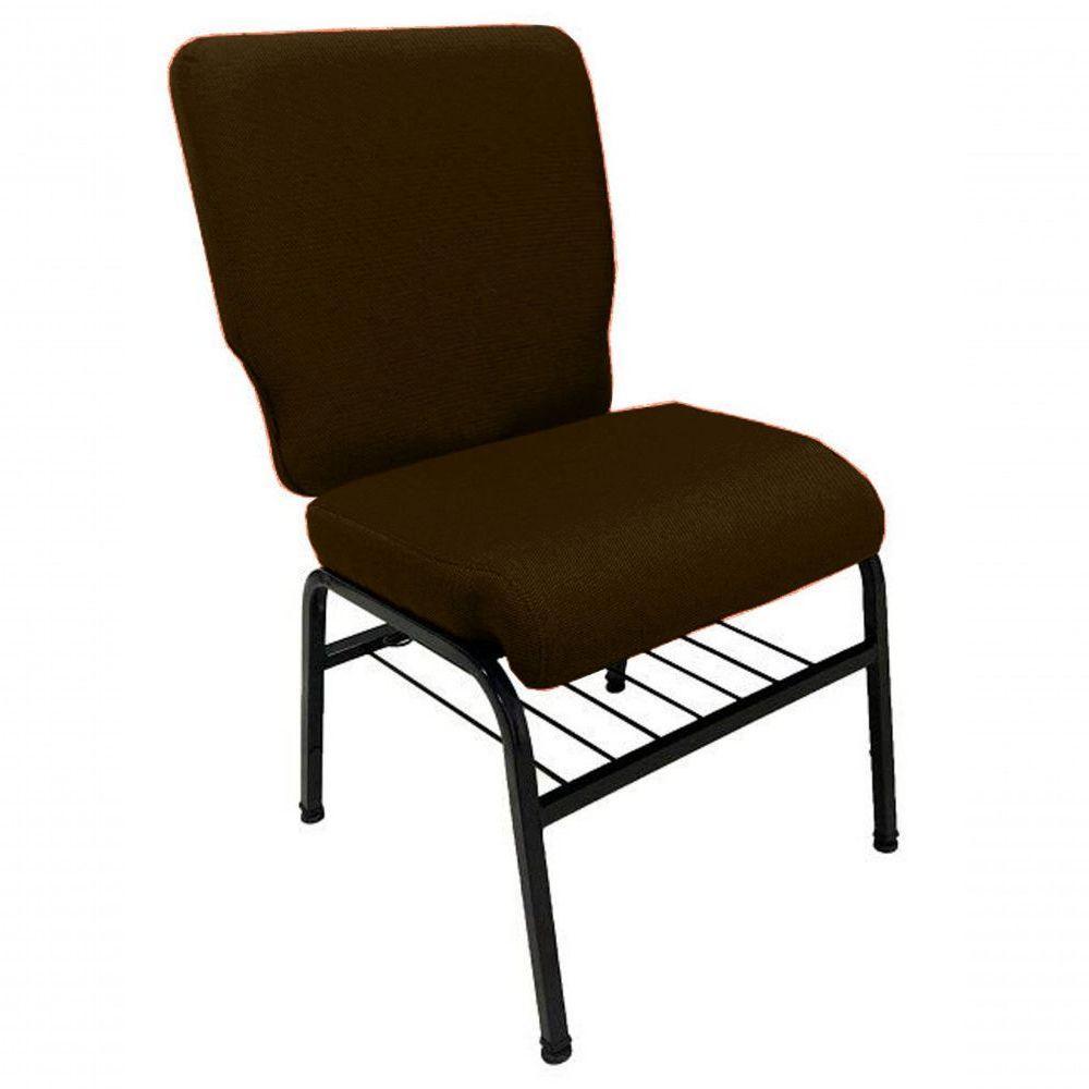 01 Cadeira Para Igrejas C/ Porta Biblía E Porta Cálice Marrom - 1