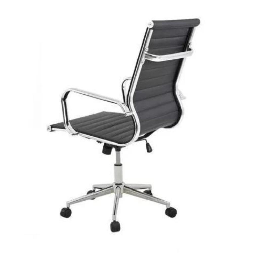 Cadeira Giratória Baixa Office Sevilha Esteirinha Rivatti Poliuretano Pu Preto Base Rodízio Cromado - 3