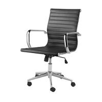 Cadeira Giratória Baixa Office Sevilha Esteirinha Rivatti Poliuretano Pu Preto Base Rodízio Cromado - 1