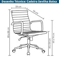 Cadeira Giratória Baixa Office Sevilha Esteirinha Rivatti Poliuretano Pu Preto Base Rodízio Cromado - 2