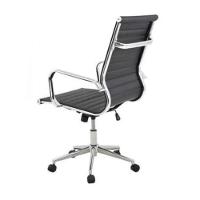 Cadeira Giratória Baixa Office Sevilha Esteirinha Rivatti Poliuretano Pu Preto Base Rodízio Cromado - 3