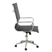 Cadeira Giratória Baixa Office Sevilha Esteirinha Rivatti Poliuretano Pu Preto Base Rodízio Cromado - 4