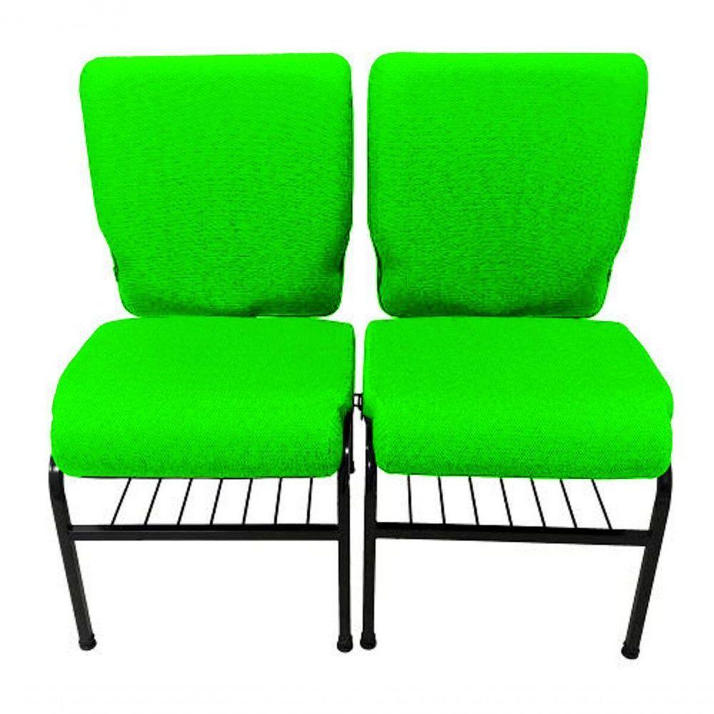 02 Cadeiras Para Igrejas C/ Porta Biblía E Porta Cálice Verde - 1