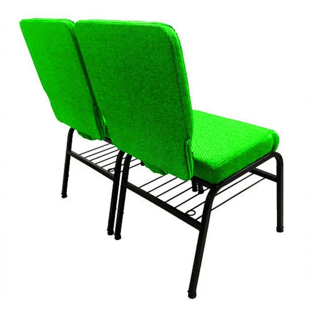 02 Cadeiras Para Igrejas C/ Porta Biblía E Porta Cálice Verde - 4