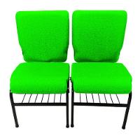 02 Cadeiras Para Igrejas C/ Porta Biblía E Porta Cálice Verde - 1