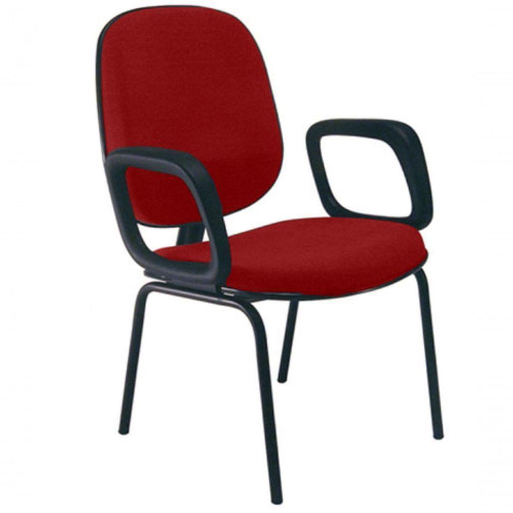 Cadeira Com Braços Diretor Para Escritório Linha Uno Vermelho - 1