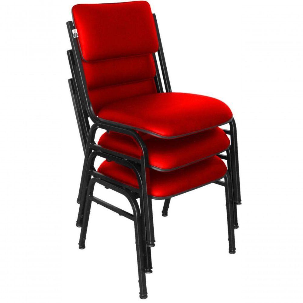 Kit Com 3 Cadeiras Para Auditórios Linha Hotel Smart Vermelho - 2