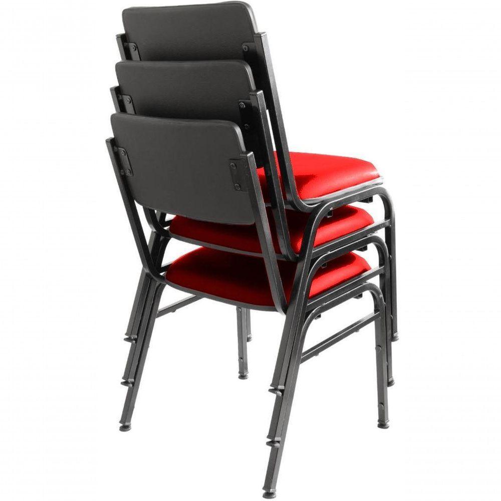 Kit Com 3 Cadeiras Para Auditórios Linha Hotel Smart Vermelho - 3