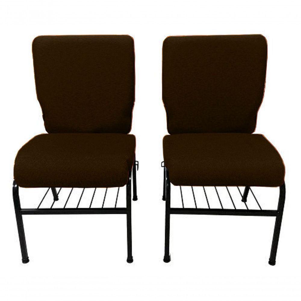 02 Cadeiras Para Igrejas C/ Porta Biblía E Porta Cálice Marrom - 3