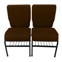 02 Cadeiras Para Igrejas C/ Porta Biblía E Porta Cálice Marrom - 1