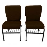 02 Cadeiras Para Igrejas C/ Porta Biblía E Porta Cálice Marrom - 3