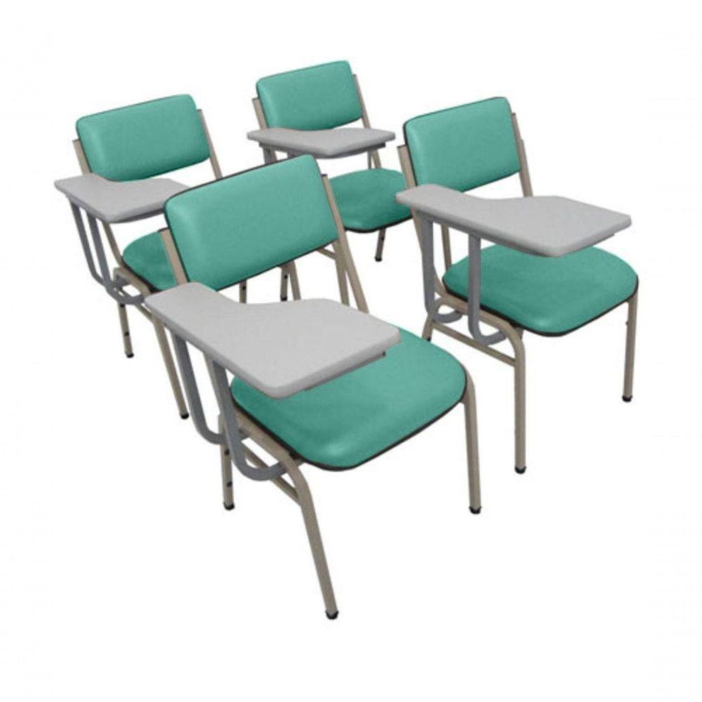Kit Com 4 Cadeiras Para Auditórios Linha Hotel Smart Verde - 1