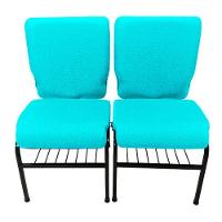 02 Cadeiras Para Igrejas C/ Porta Biblía E Porta Cálice Verde - 1