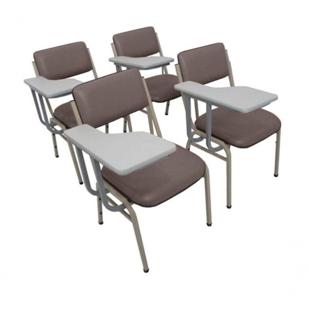 Kit Com 4 Cadeiras Para Auditórios Linha Hotel Smart Marrom - 1