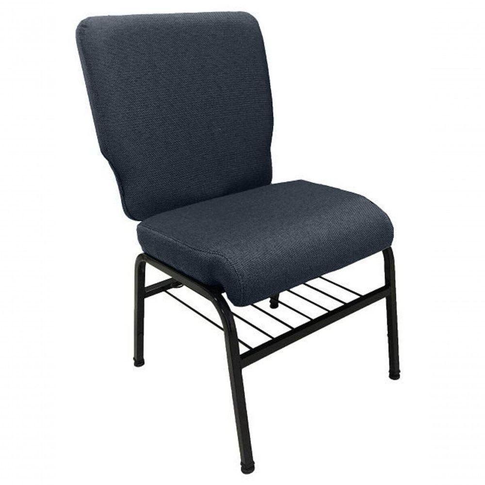 01 Cadeira Para Igrejas C/ Porta Biblía E Porta Cálice Cinza - 1