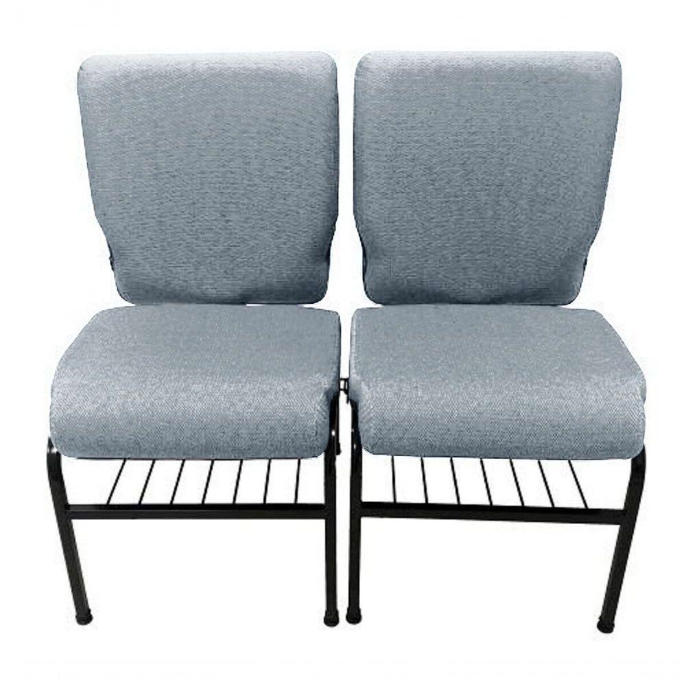 02 Cadeiras Para Igrejas C/ Porta Biblía E Porta Cálice Cinza - 1