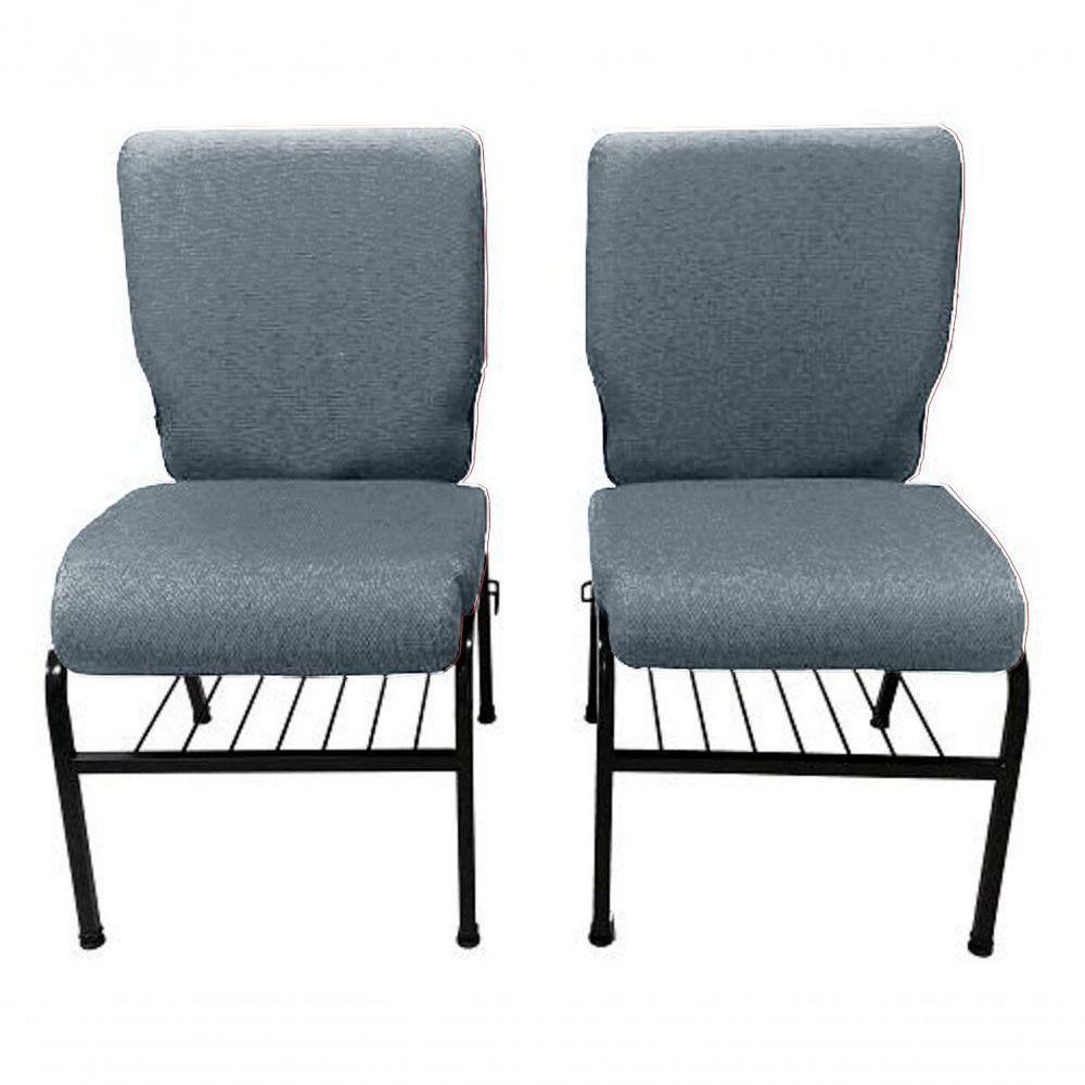 02 Cadeiras Para Igrejas C/ Porta Biblía E Porta Cálice Cinza - 3