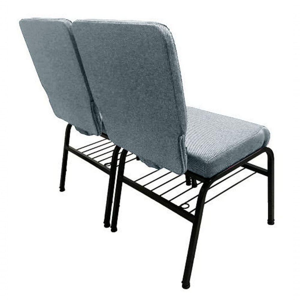 02 Cadeiras Para Igrejas C/ Porta Biblía E Porta Cálice Cinza - 4