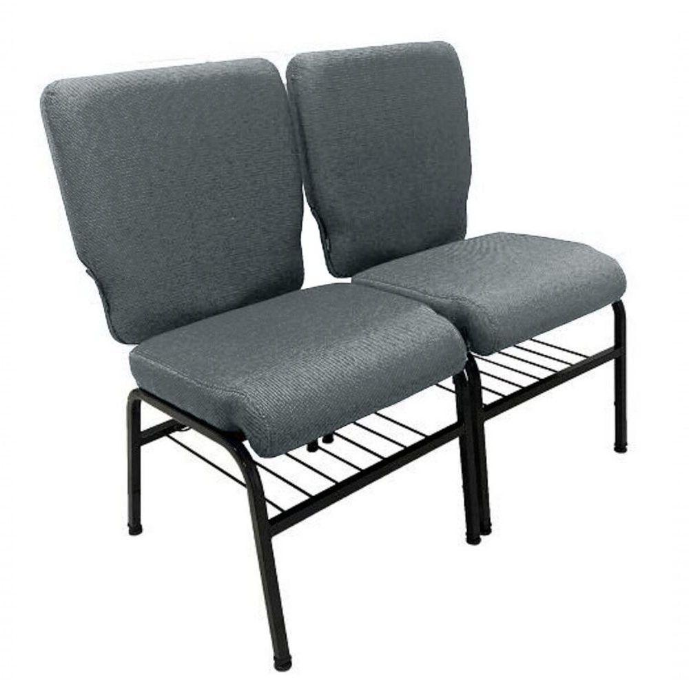 02 Cadeiras Para Igrejas C/ Porta Biblía E Porta Cálice Cinza - 5