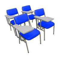 Kit Com 4 Cadeiras Para Auditórios Linha Hotel Smart Azul - 1