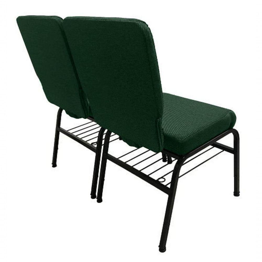 02 Cadeiras Para Igrejas C/ Porta Biblía E Porta Cálice Verde - 4