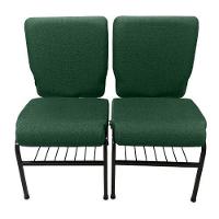 02 Cadeiras Para Igrejas C/ Porta Biblía E Porta Cálice Verde - 1