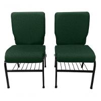 02 Cadeiras Para Igrejas C/ Porta Biblía E Porta Cálice Verde - 3