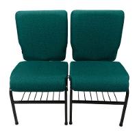 02 Cadeiras Para Igrejas C/ Porta Biblía E Porta Cálice Verde. - 1