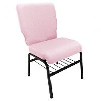 01 Cadeira Para Igrejas C/ Porta Biblía E Porta Cálice Rosa - 1