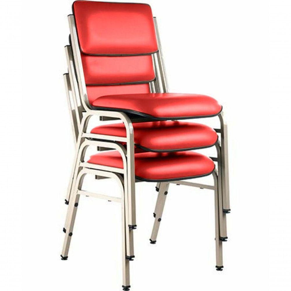 Kit Com 3 Cadeiras Para Auditórios Linha Hotel Smart Vermelho - 1