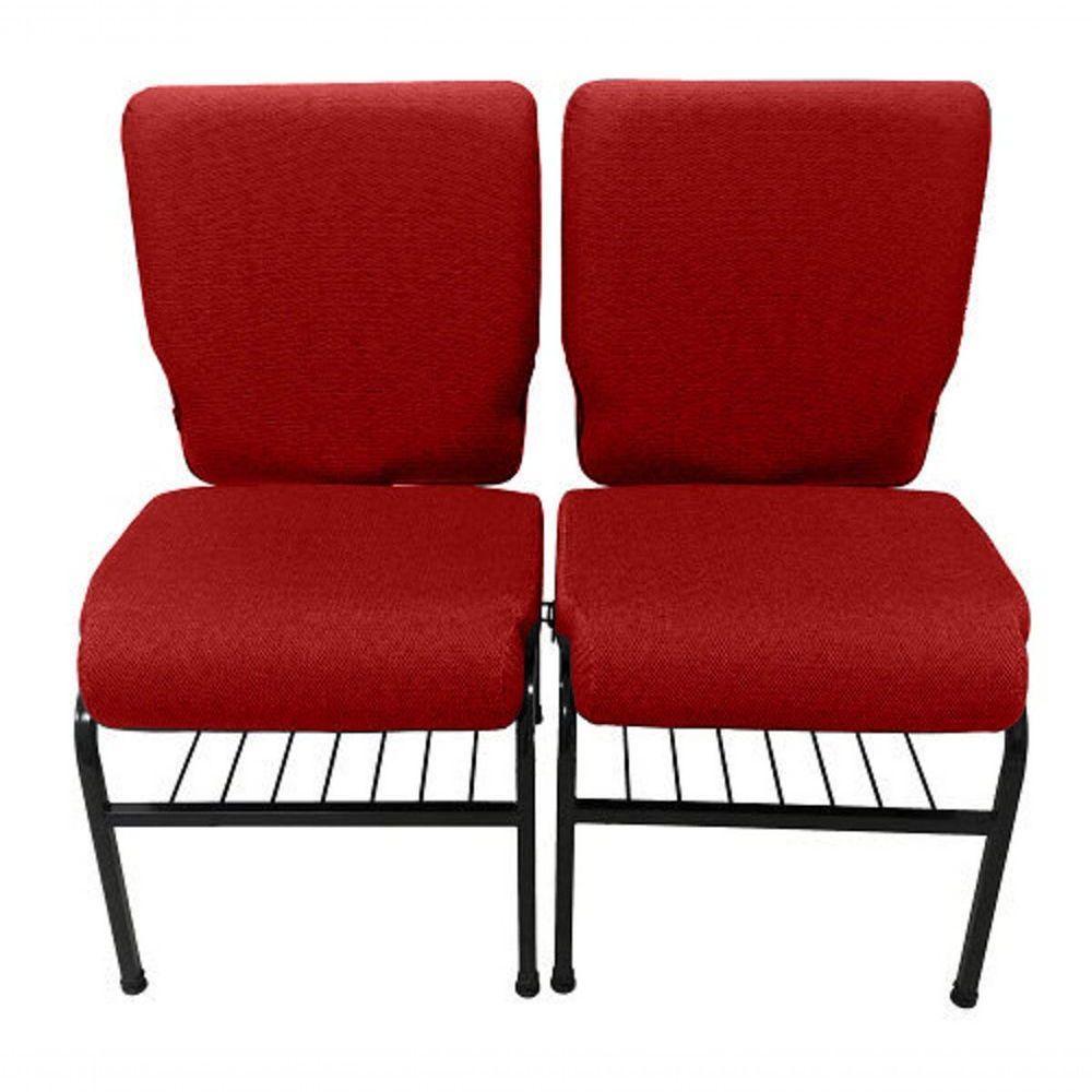 02 Cadeiras Para Igrejas C/ Porta Biblía E Porta Cálice Vermelho - 1
