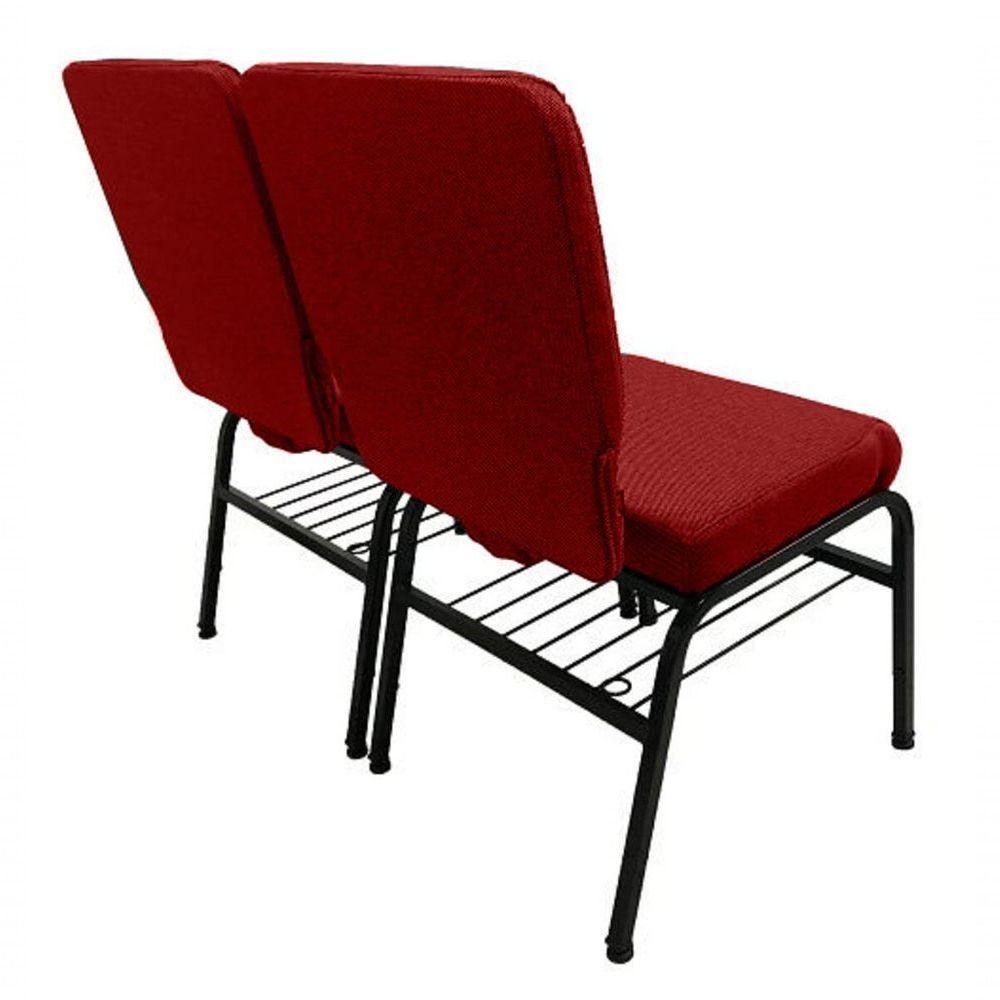 02 Cadeiras Para Igrejas C/ Porta Biblía E Porta Cálice Vermelho - 4