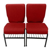 02 Cadeiras Para Igrejas C/ Porta Biblía E Porta Cálice Vermelho - 1