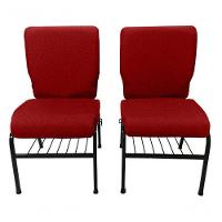 02 Cadeiras Para Igrejas C/ Porta Biblía E Porta Cálice Vermelho - 3