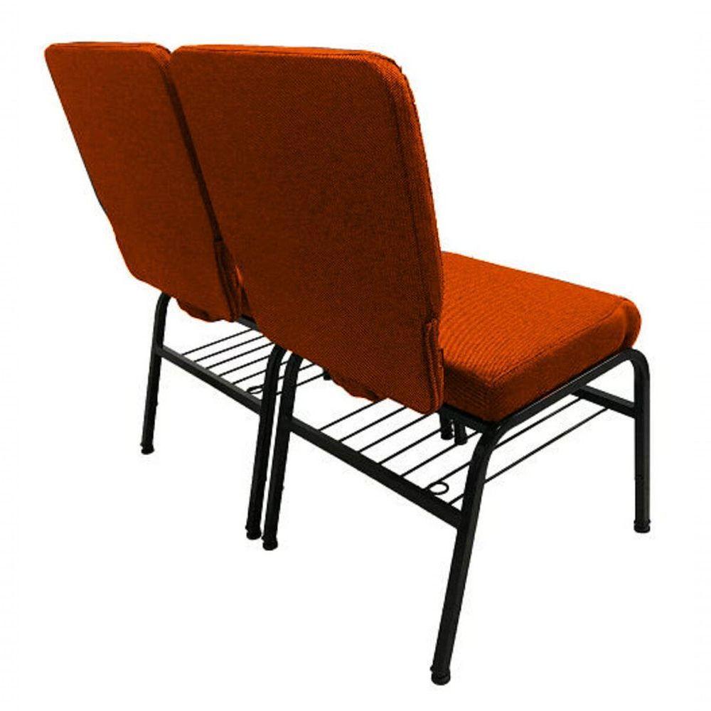 02 Cadeiras Para Igrejas C/ Porta Biblía E Porta Cálice Laranja - 4