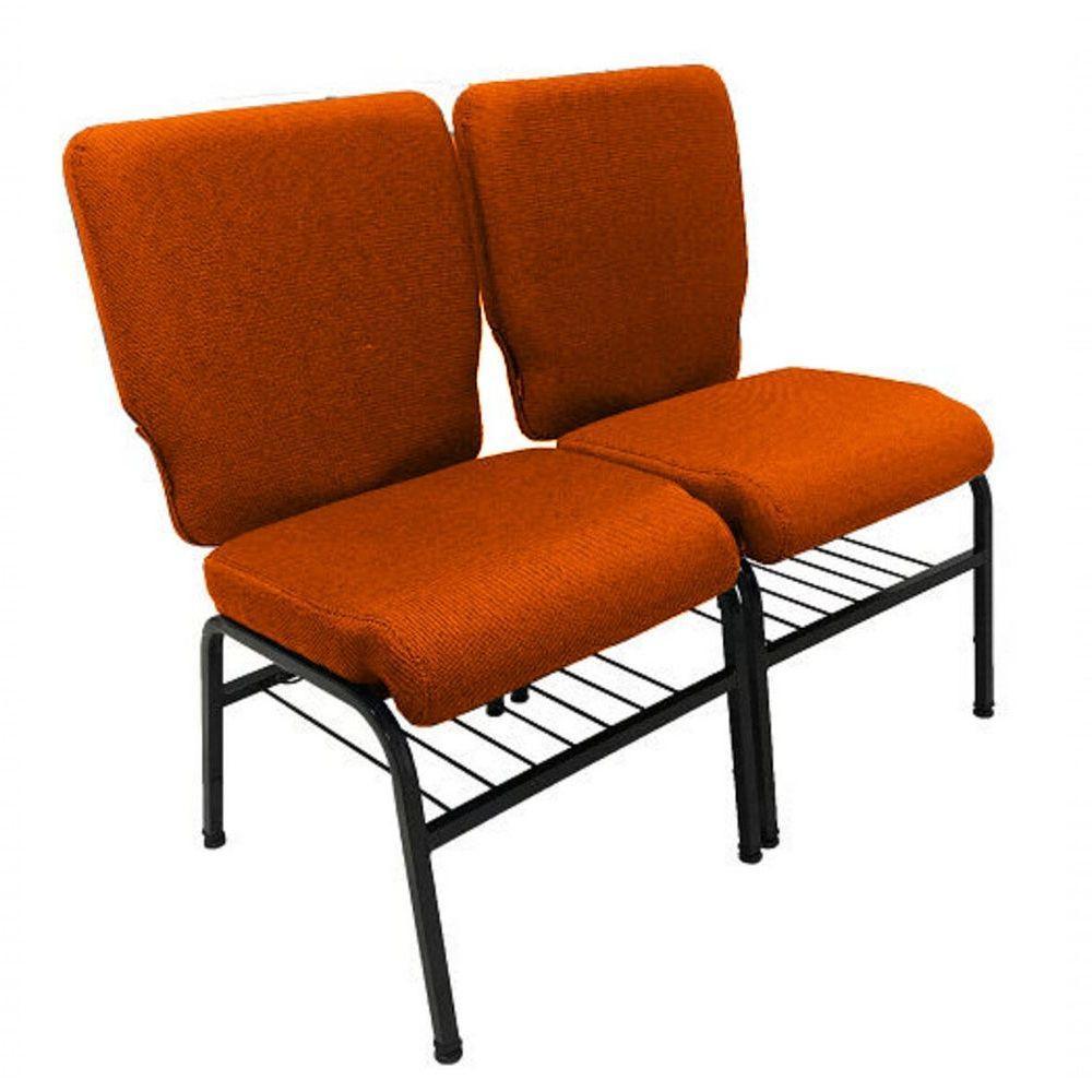 02 Cadeiras Para Igrejas C/ Porta Biblía E Porta Cálice Laranja - 5