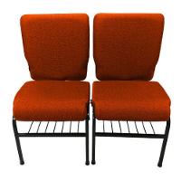 02 Cadeiras Para Igrejas C/ Porta Biblía E Porta Cálice Laranja - 1