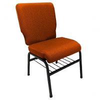 02 Cadeiras Para Igrejas C/ Porta Biblía E Porta Cálice Laranja - 2