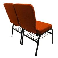 02 Cadeiras Para Igrejas C/ Porta Biblía E Porta Cálice Laranja