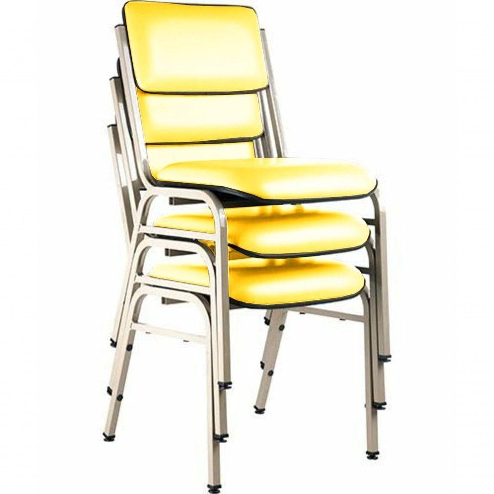 Kit Com 3 Cadeiras Para Auditórios Linha Hotel Smart Amarelo - 1